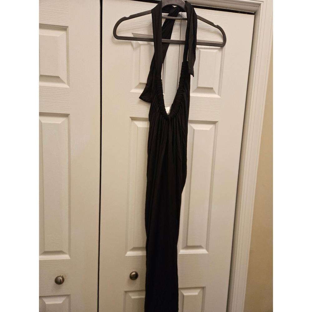 VICI Black Halter Neck Plunging Maxi Dress Open Back Small Evening Formal